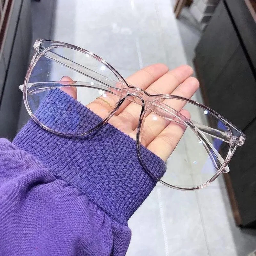 Glass frames optical transparent blue light blocking glasses computer round - Picture 3 of 16